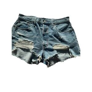 Levi’s 501 Women’s Cut Off Denim Shorts Size L Ripped Distressed